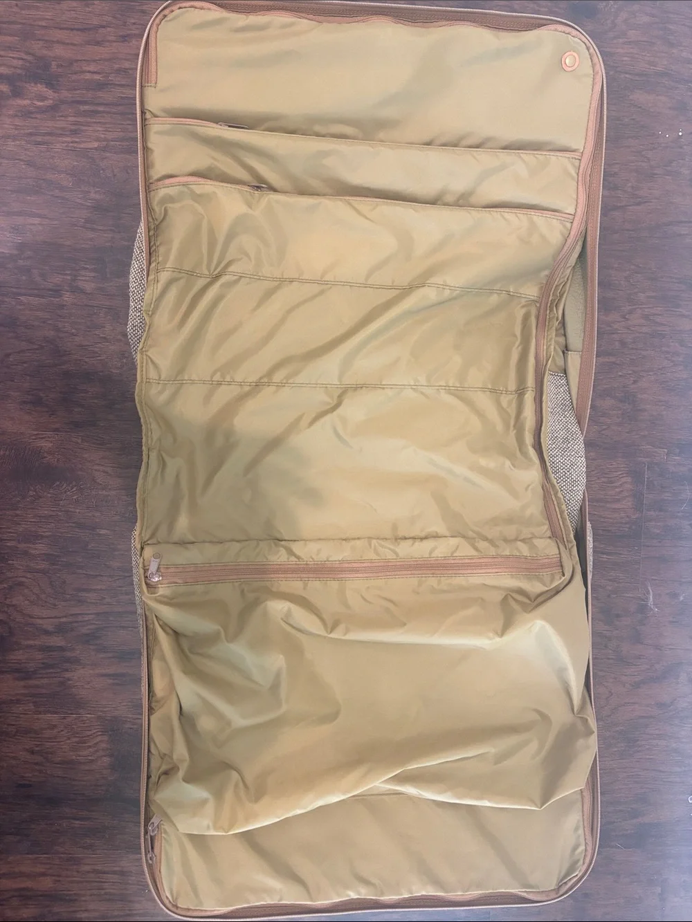 Vintage Hartmann Tweed Rolling Garment Bag Leather Trim Wheeled